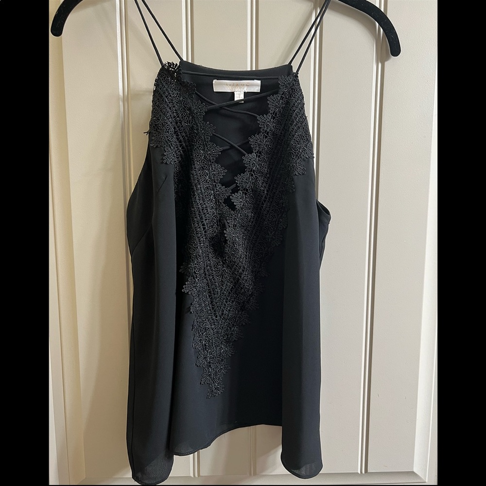 WAYF black strappy lace v neck tank top